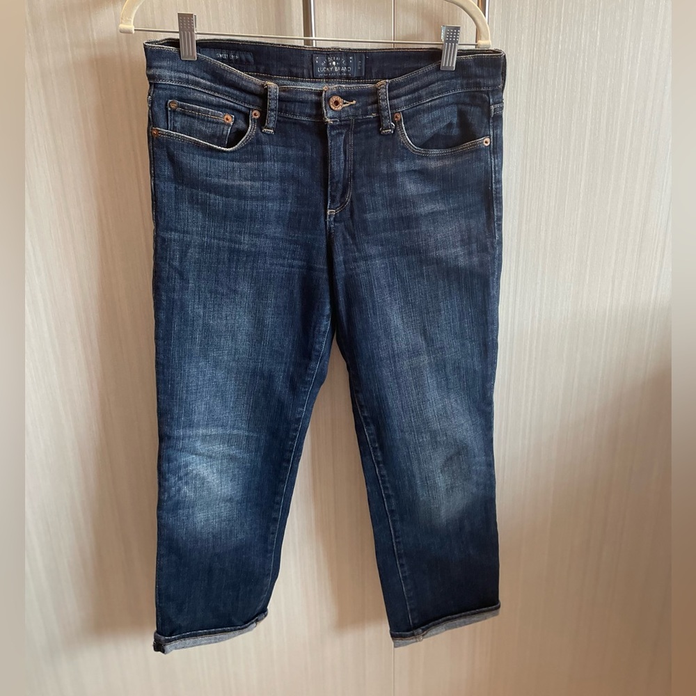 Lucky Brand Sweet Crop Mid Wash Cuffed Jeans Size 8